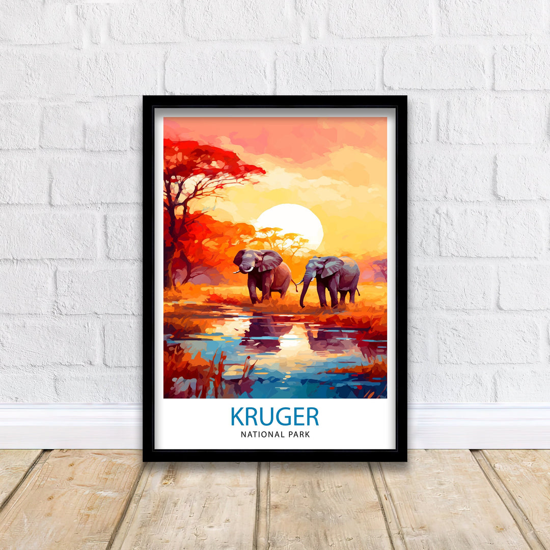 Kruger National Park Travel Poster Wall Art Kruger National Park Wall Hanging Home Décor Kruger National Park Gift Art Lovers South