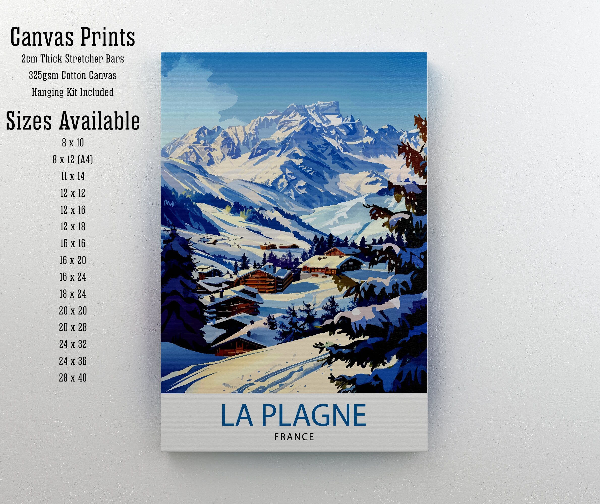 La Plagne France Travel Print Wall Decor La Plagne Wall Decor, La Plagne Home Living Decor La Plagne Illustration Travel Poster Gift For