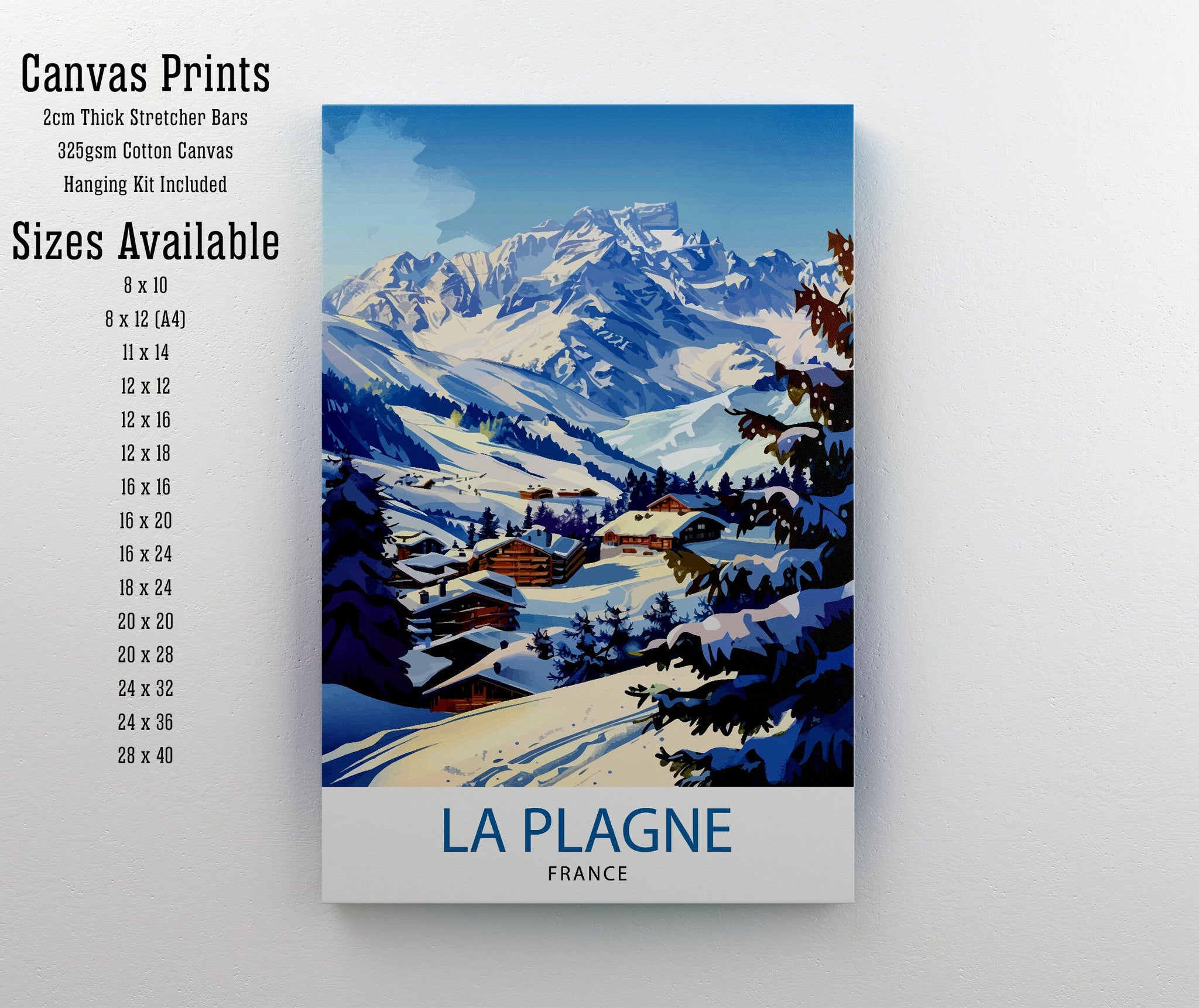 La Plagne France Travel Print Wall Decor La Plagne Wall Decor, La Plagne Home Living Decor La Plagne Illustration Travel Poster Gift For