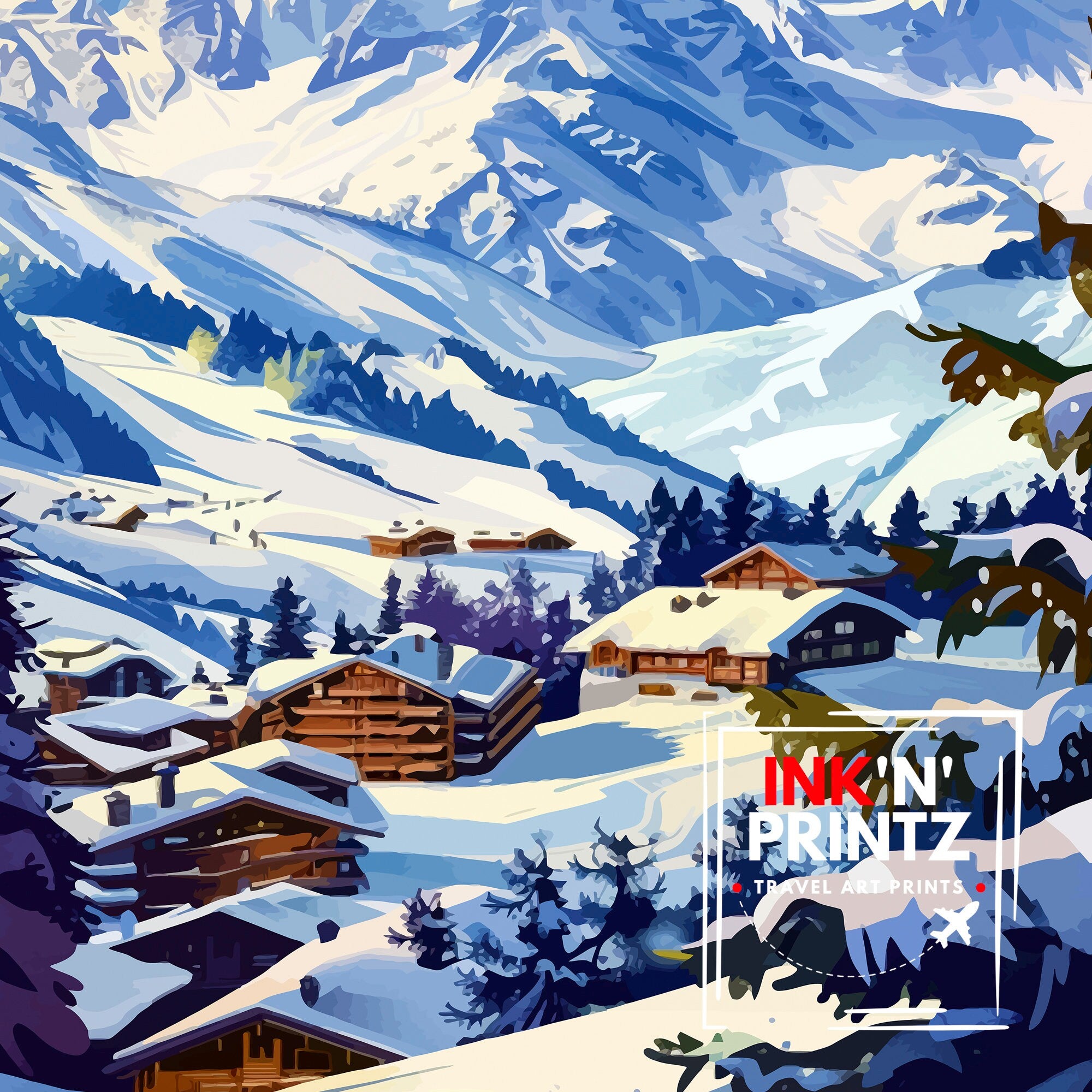 La Plagne France Travel Print Wall Decor La Plagne Wall Decor, La Plagne Home Living Decor La Plagne Illustration Travel Poster Gift For