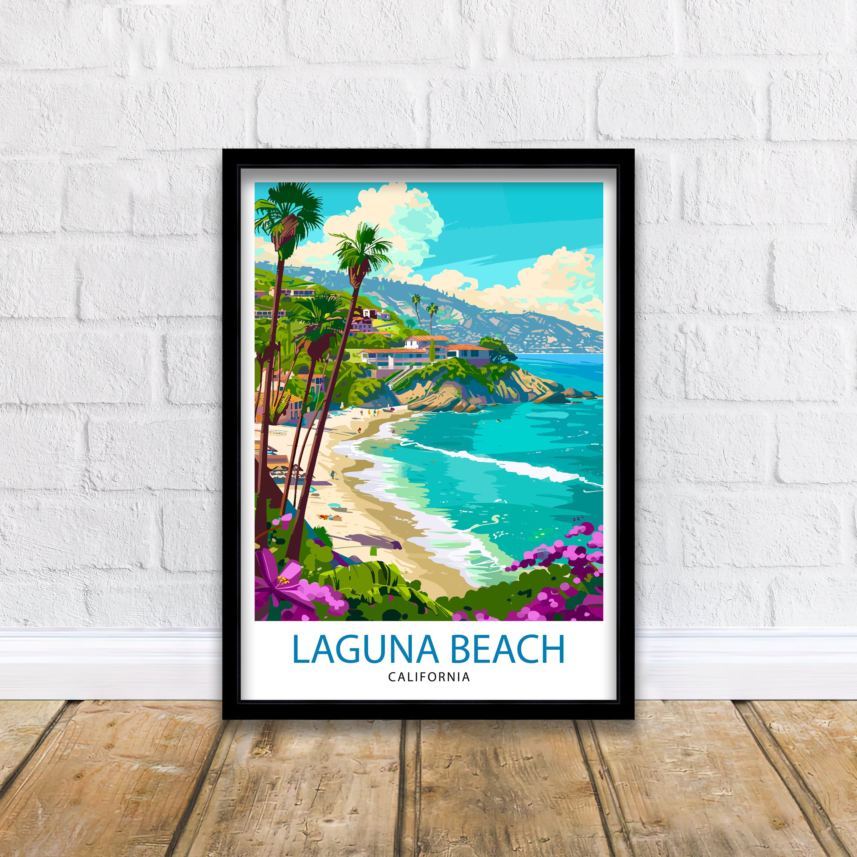 Laguna Beach California Travel Print| Wall Decor Laguna Beach Wall Decor Laguna Beach Home Living Decor Laguna Beach Illustration Travel