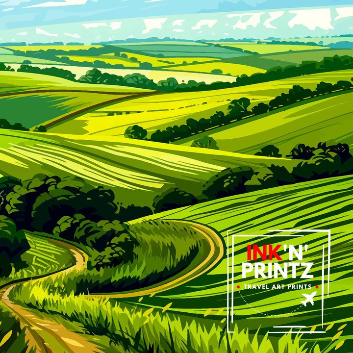 Lincolnshire Wolds Travel Poster