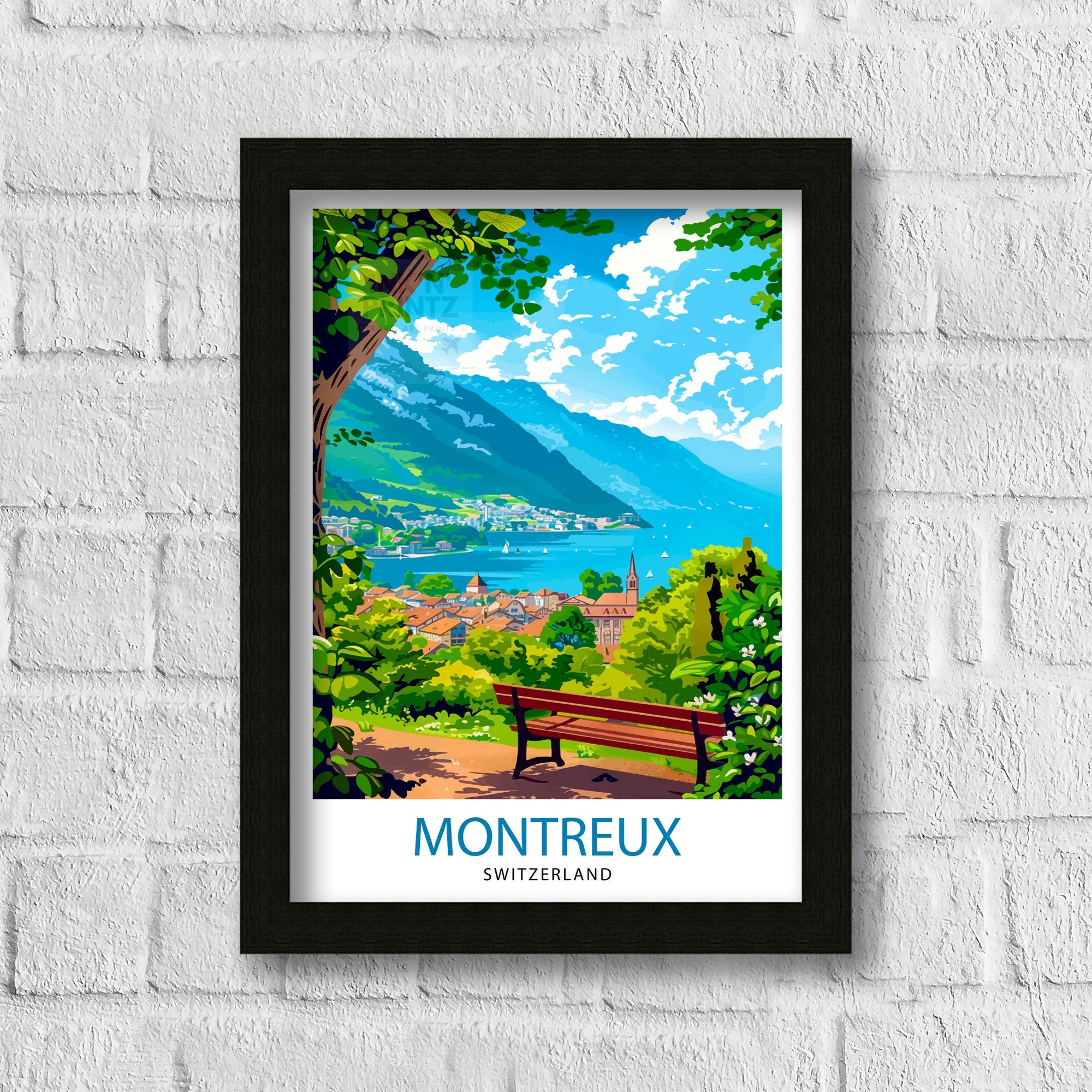 Montreux Switzerland Travel Print Wall Decor Wall Art Montreux Wall Hanging Home Décor Montreux Gift Art Lovers Switzerland Art Lover Gift