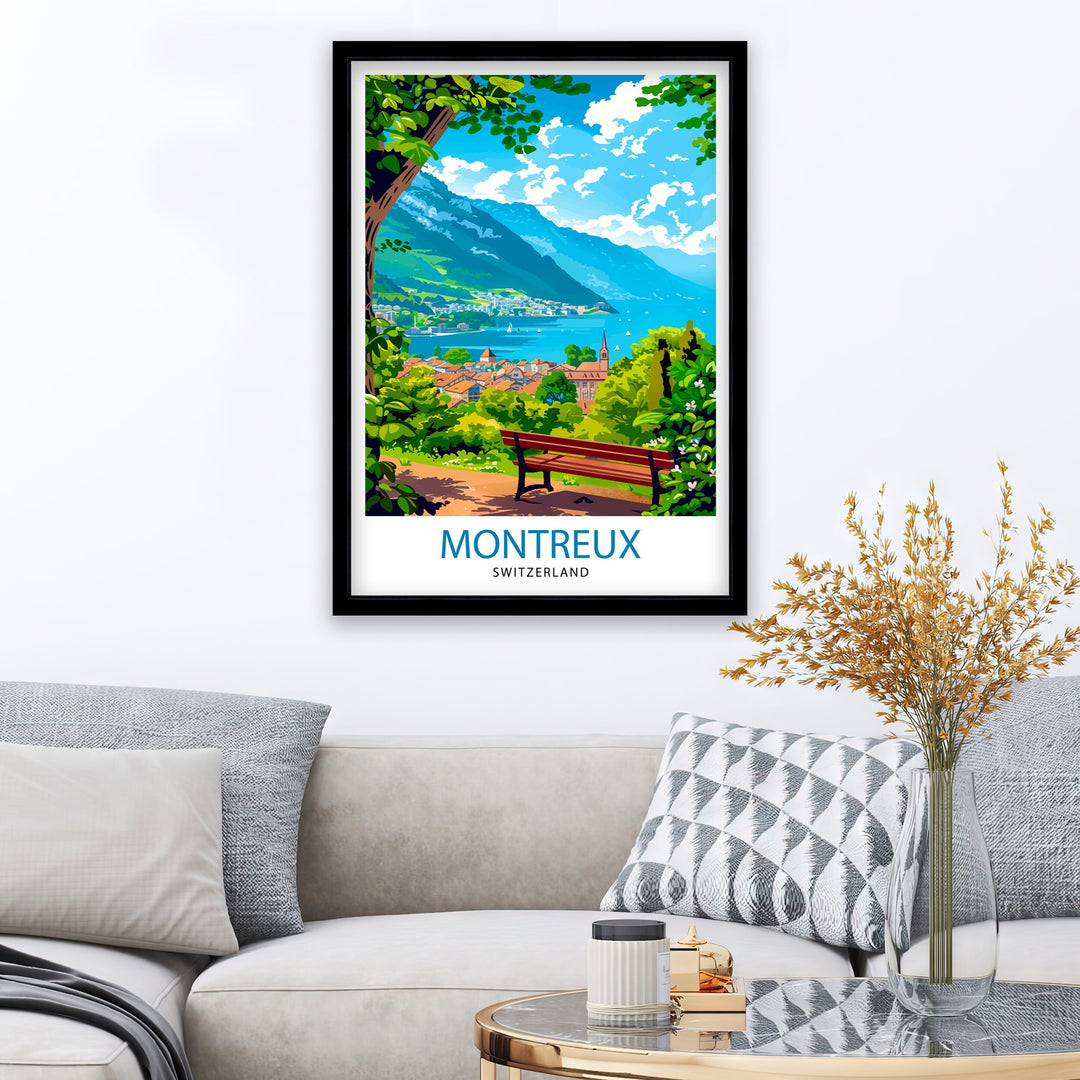 Montreux Switzerland Travel Print Wall Decor Wall Art Montreux Wall Hanging Home Décor Montreux Gift Art Lovers Switzerland Art Lover Gift