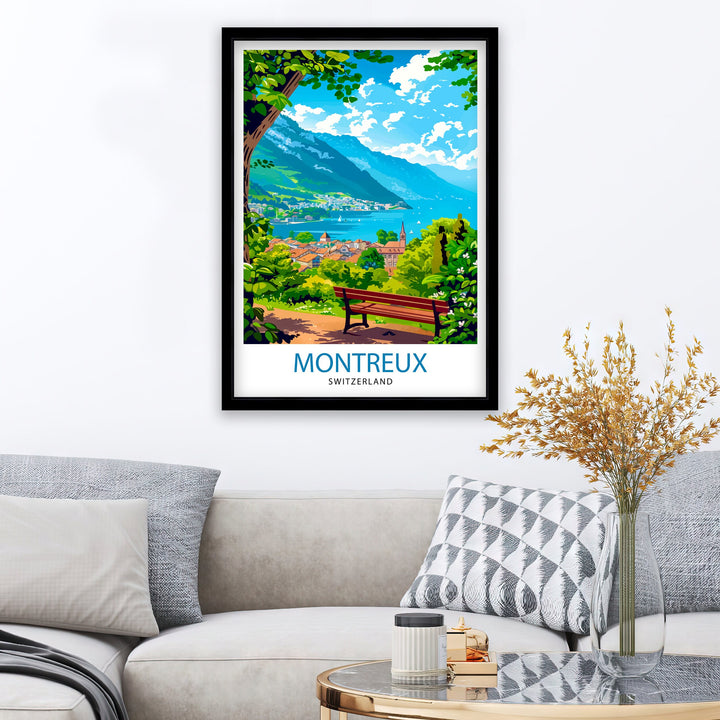 Montreux Switzerland Travel Print Wall Decor Wall Art Montreux Wall Hanging Home Décor Montreux Gift Art Lovers Switzerland Art Lover Gift