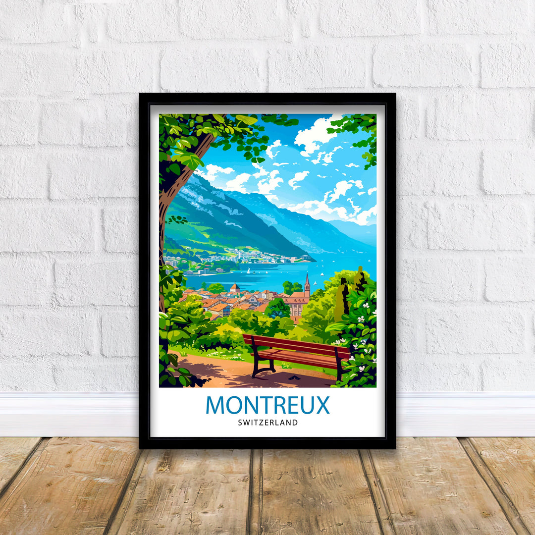 Montreux Switzerland Travel Print Wall Decor Wall Art Montreux Wall Hanging Home Décor Montreux Gift Art Lovers Switzerland Art Lover Gift