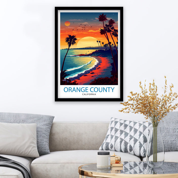 Orange County California Travel Print Wall Decor OC Wall Decor Orange County Poster California Travel Prints OC Art Print OC Illustration