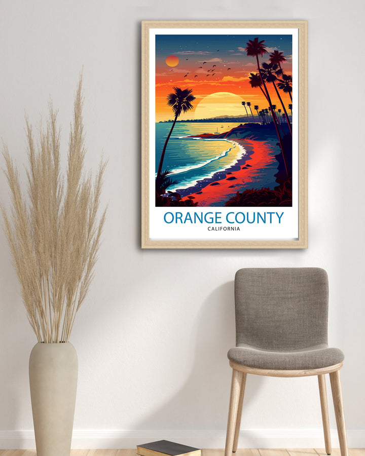 Orange County California Travel Print Wall Decor OC Wall Decor Orange County Poster California Travel Prints OC Art Print OC Illustration