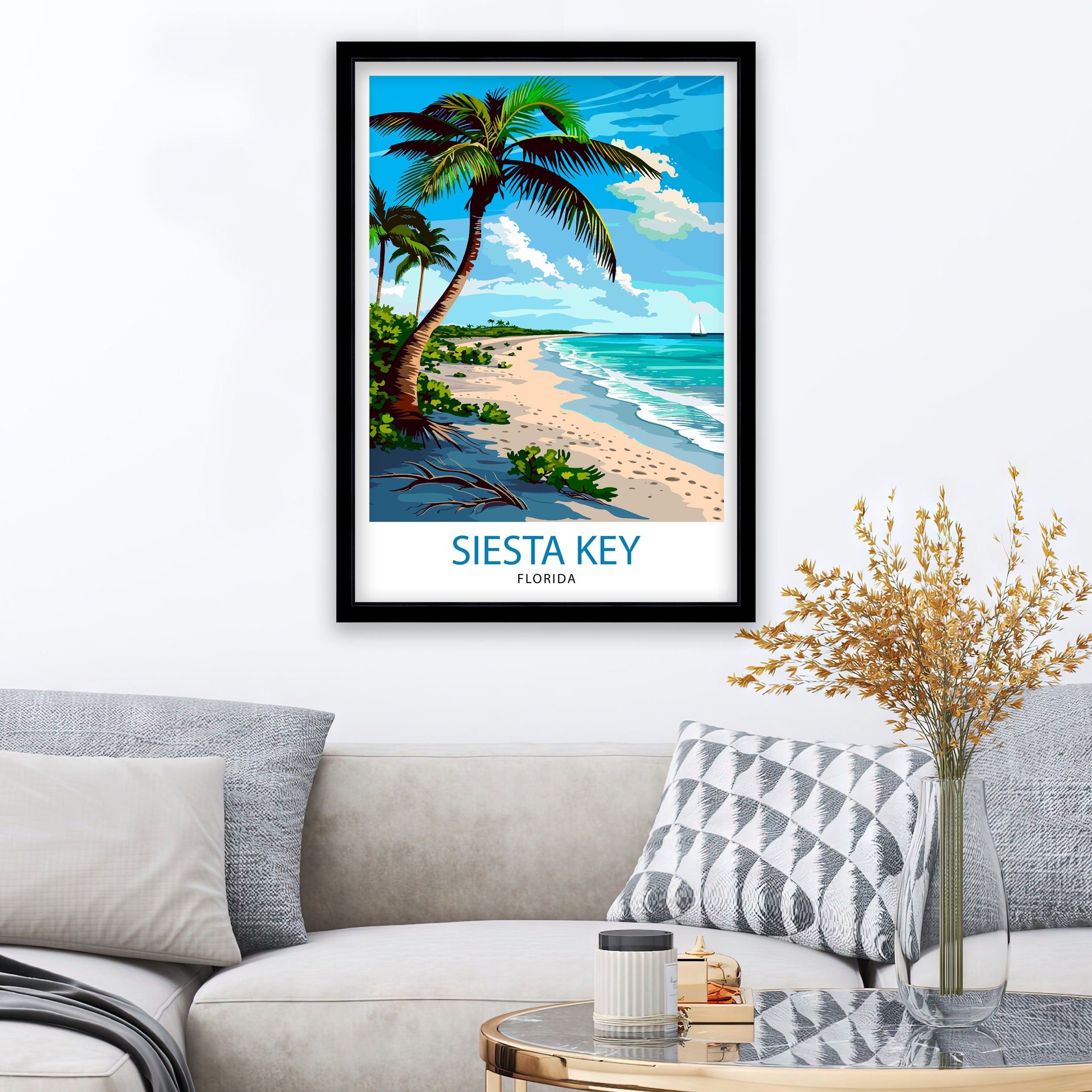 Siesta Key Florida Travel Print Wall Decor Wall Art Siesta Key Wall Hanging Home Décor Siesta Key Gift Art Lovers Florida Art Lover Gift