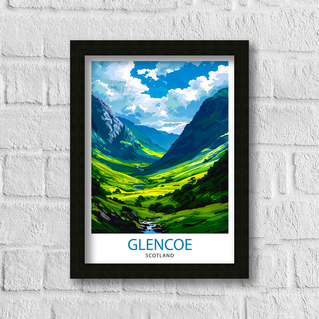 Glencoe Scotland Travel Poster Glencoe Wall Art Glencoe Illustration Scotland Poster Scotland