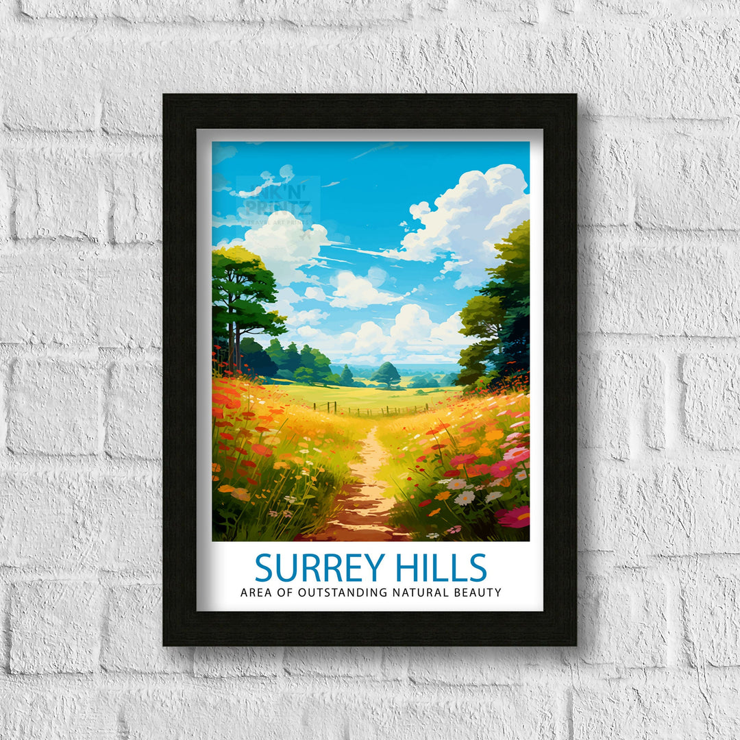 Surrey Hills Travel Poster Wall Art Surrey Hills Wall Hanging Home Décor Surrey Hills Gift Art Lovers England Art Lover Gift Poster Art