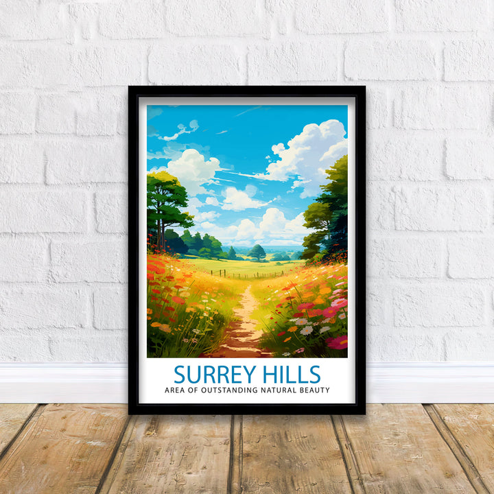 Surrey Hills Travel Poster Wall Art Surrey Hills Wall Hanging Home Décor Surrey Hills Gift Art Lovers England Art Lover Gift Poster Art