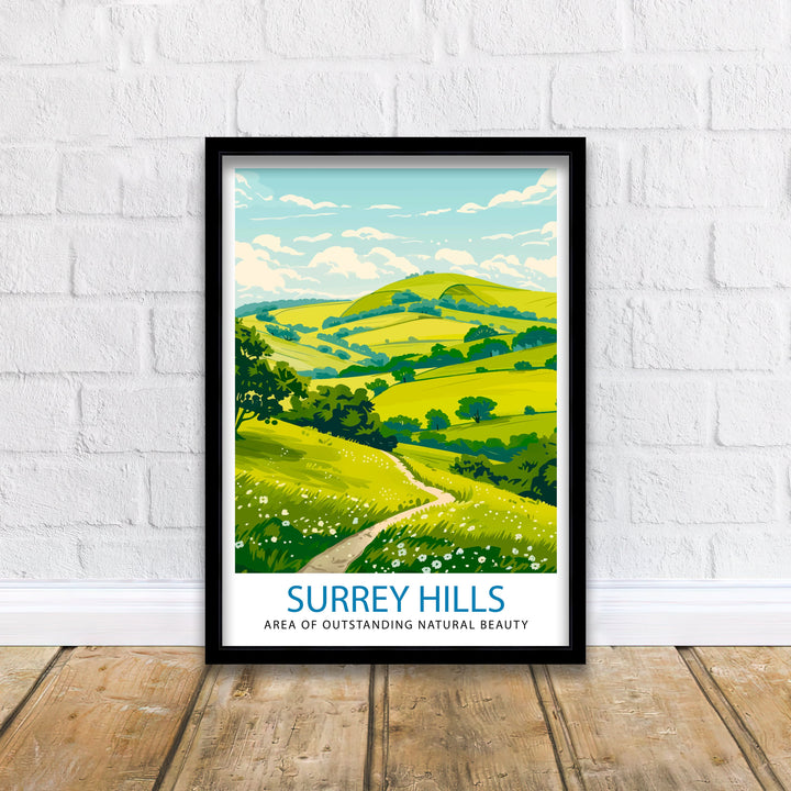 Surrey Hills Travel Poster Wall Art Surrey Hills Wall Hanging Home Décor Surrey Hills Gift Art Lovers England Art Lover Gift Poster Art