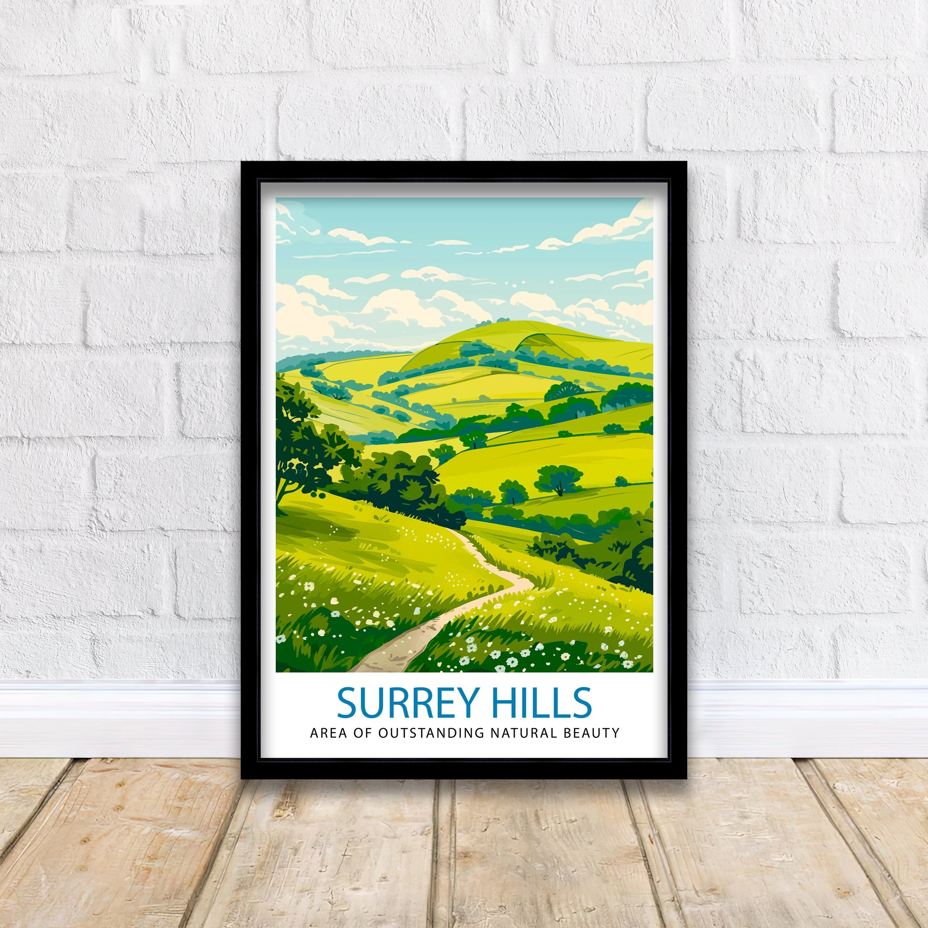 Surrey Hills Travel Print Wall Art Surrey Hills Wall Hanging Home Décor Surrey Hills Gift Art Lovers England Art Lover Gift Print Art