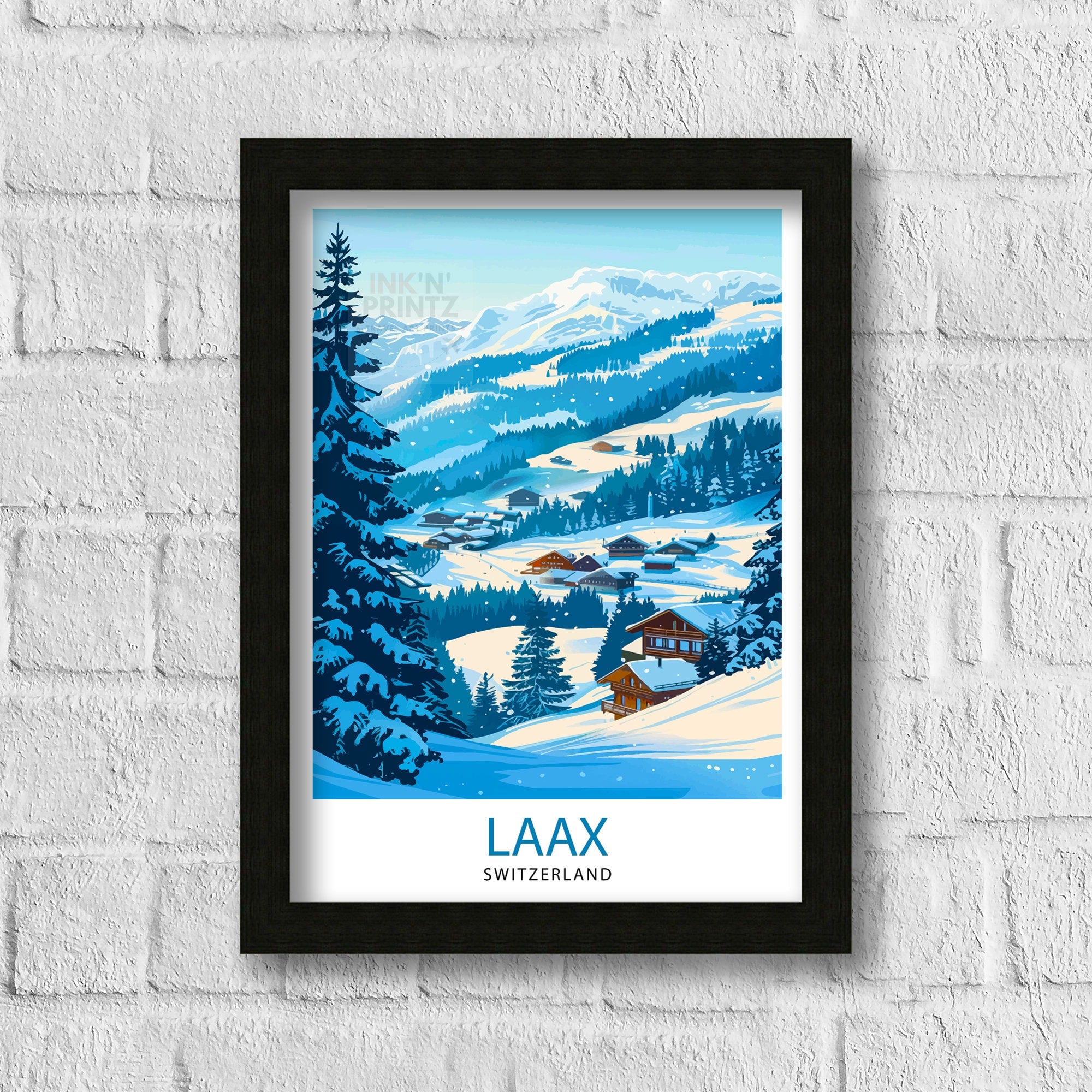 Laax Switzerland Ski Resort Travel Print Wall Art Laax Wall Hanging Home Décor Laax Gift Art Lovers Switzerland Art Lover Gift Print