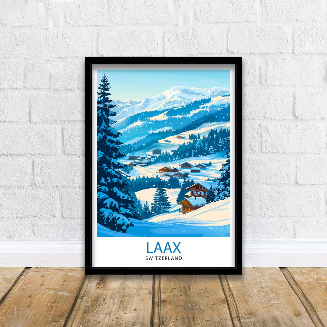 Laax Switzerland Ski Resort Travel Poster Wall Art Laax Wall Hanging Home Décor Laax Gift Art Lovers Switzerland Art Lover Gift Poster