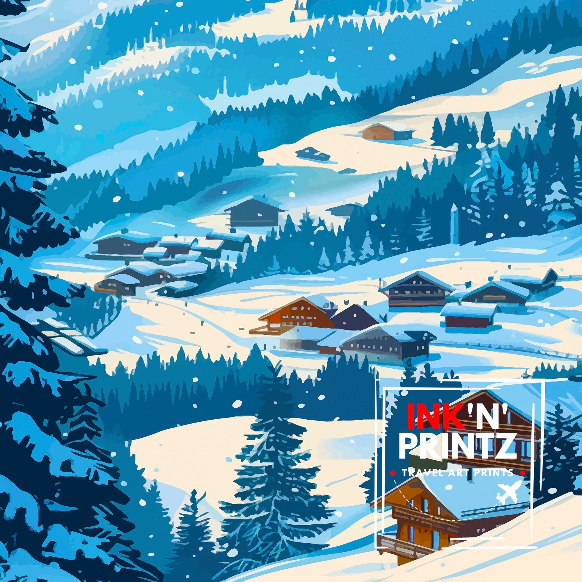 Laax Switzerland Ski Resort Travel Print Wall Art Laax Wall Hanging Home Décor Laax Gift Art Lovers Switzerland Art Lover Gift Print