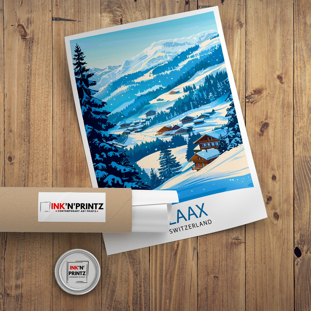 Laax Switzerland Ski Resort Travel Poster Wall Art Laax Wall Hanging Home Décor Laax Gift Art Lovers Switzerland Art Lover Gift Poster