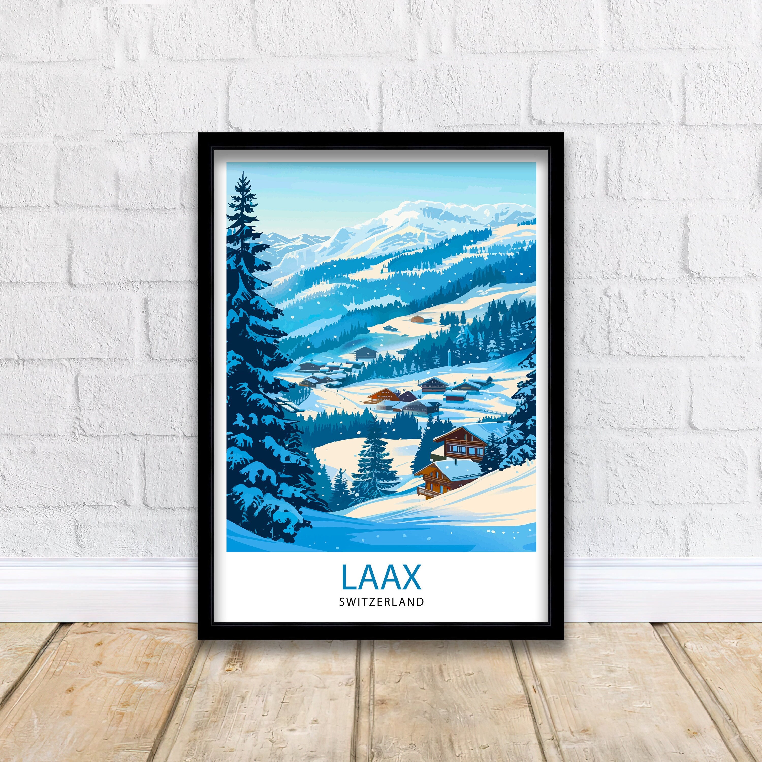 Laax Switzerland Ski Resort Travel Print Wall Art Laax Wall Hanging Home Décor Laax Gift Art Lovers Switzerland Art Lover Gift Print