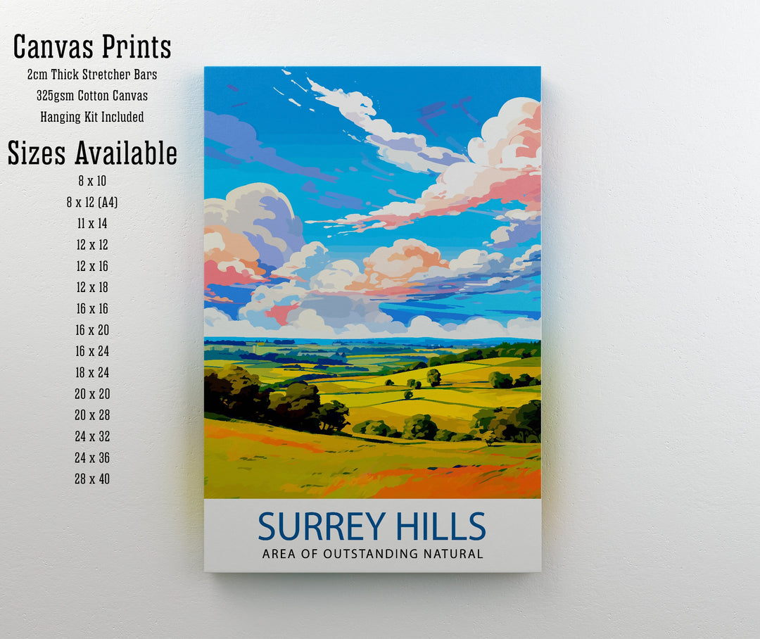 Surrey Hills Travel Poster Wall Art Surrey Hills Wall Hanging Home Décor Surrey Hills Gift Art Lovers England Art Lover Gift Poster Art