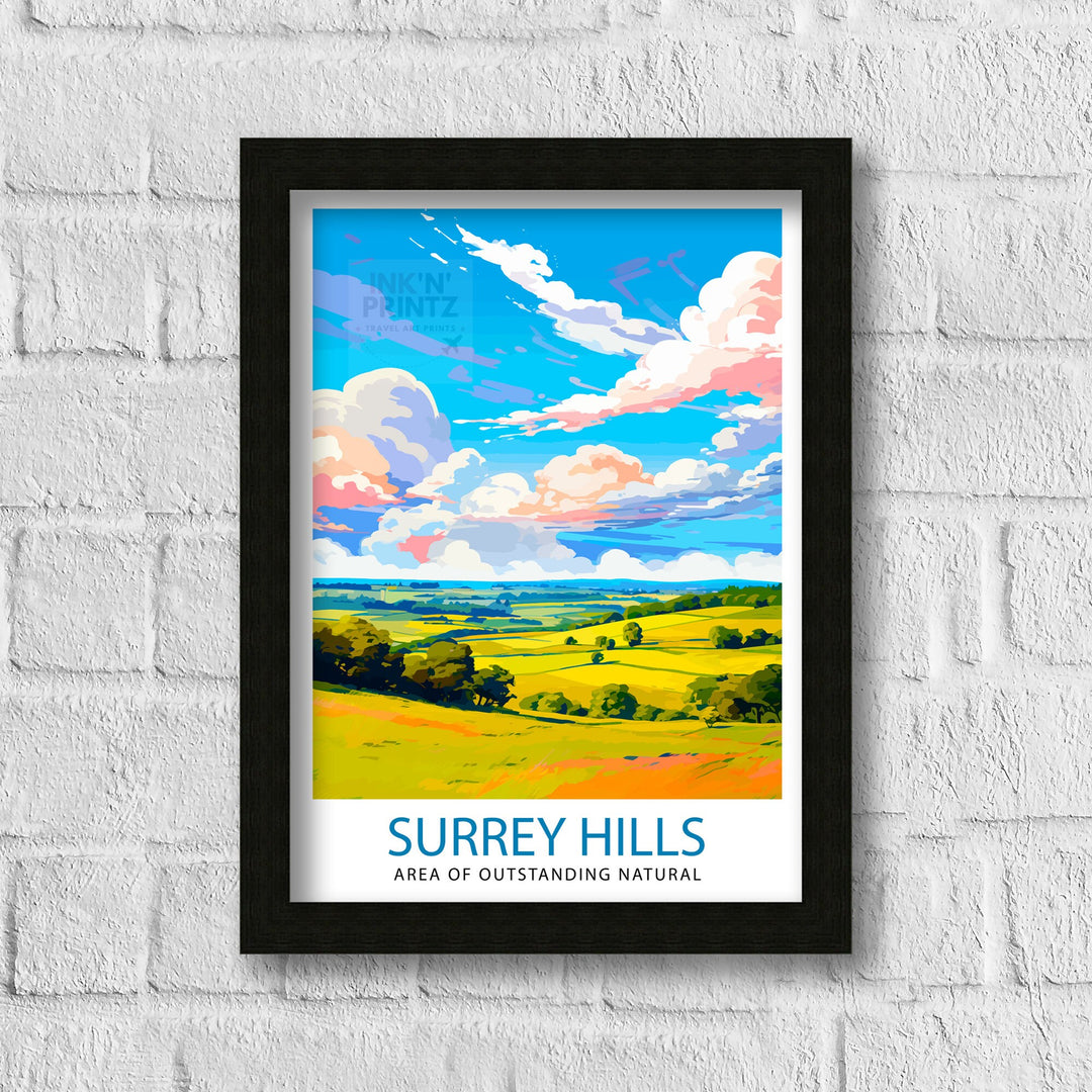 Surrey Hills Travel Poster Wall Art Surrey Hills Wall Hanging Home Décor Surrey Hills Gift Art Lovers England Art Lover Gift Poster Art