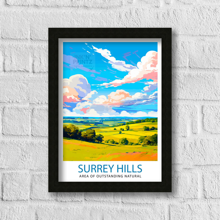 Surrey Hills Travel Print Wall Art Surrey Hills Wall Hanging Home Décor Surrey Hills Gift Art Lovers England Art Lover Gift Print Art