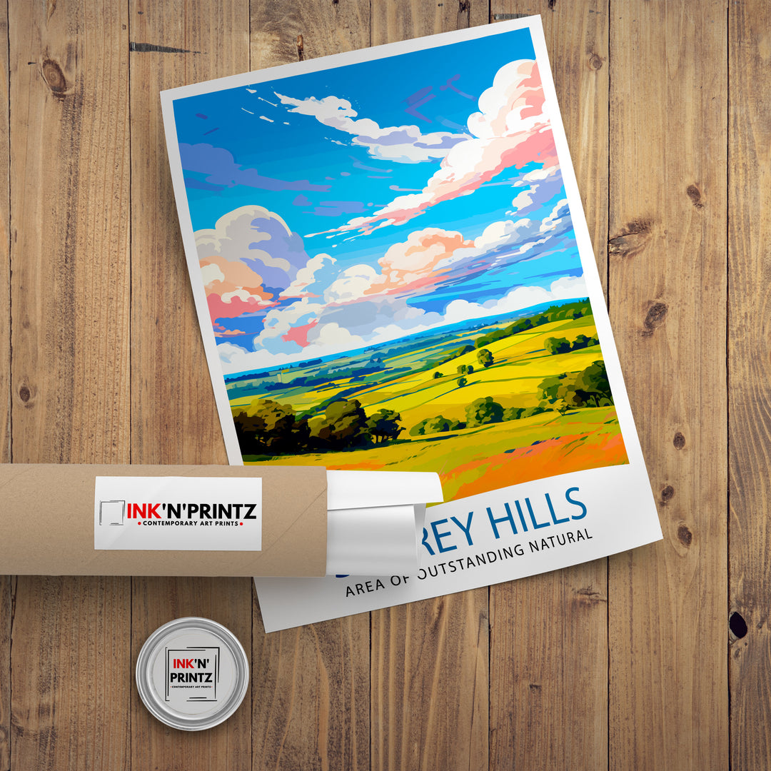 Surrey Hills Travel Poster Wall Art Surrey Hills Wall Hanging Home Décor Surrey Hills Gift Art Lovers England Art Lover Gift Poster Art