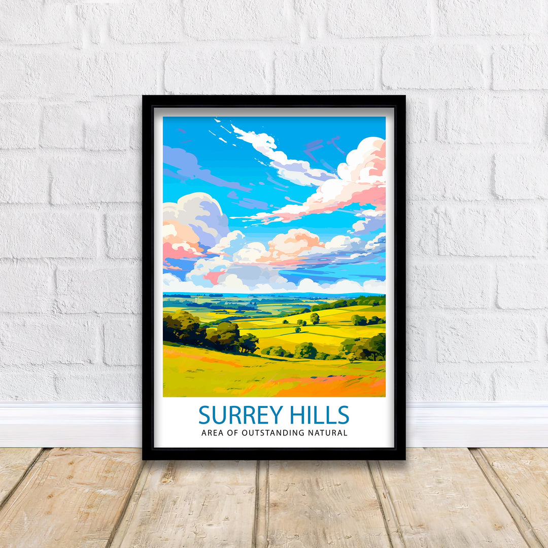 Surrey Hills Travel Poster Wall Art Surrey Hills Wall Hanging Home Décor Surrey Hills Gift Art Lovers England Art Lover Gift Poster Art