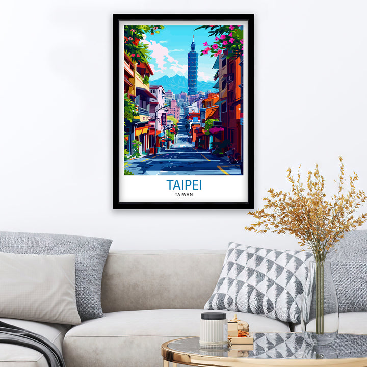 Taipei City Taiwan Travel Print Wall Art Taipei City Wall Hanging Home Décor Taipei City Gift Art Lovers Taiwan Art Lover Gift Print Art