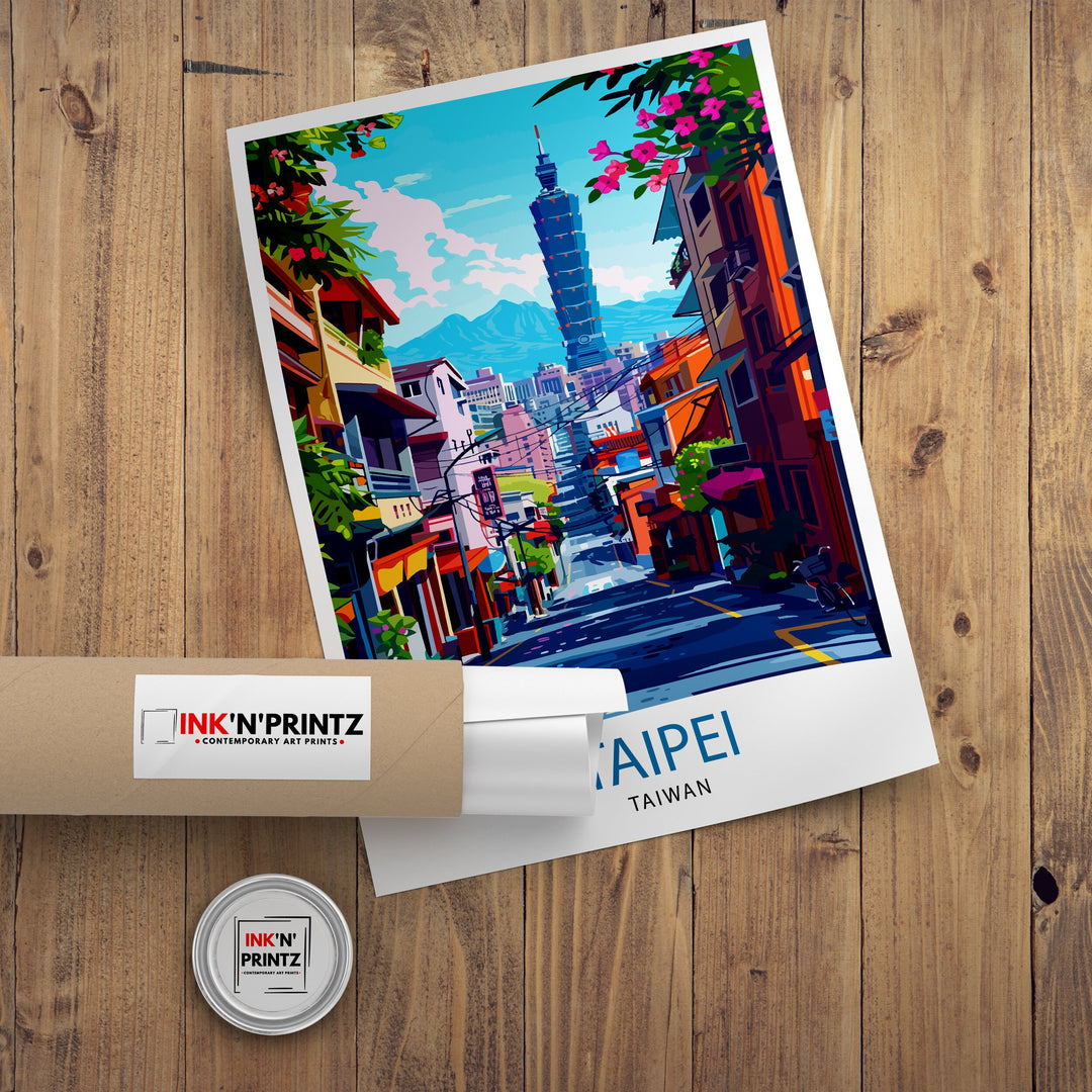 Taipei City Taiwan Travel Print Wall Art Taipei City Wall Hanging Home Décor Taipei City Gift Art Lovers Taiwan Art Lover Gift Print Art