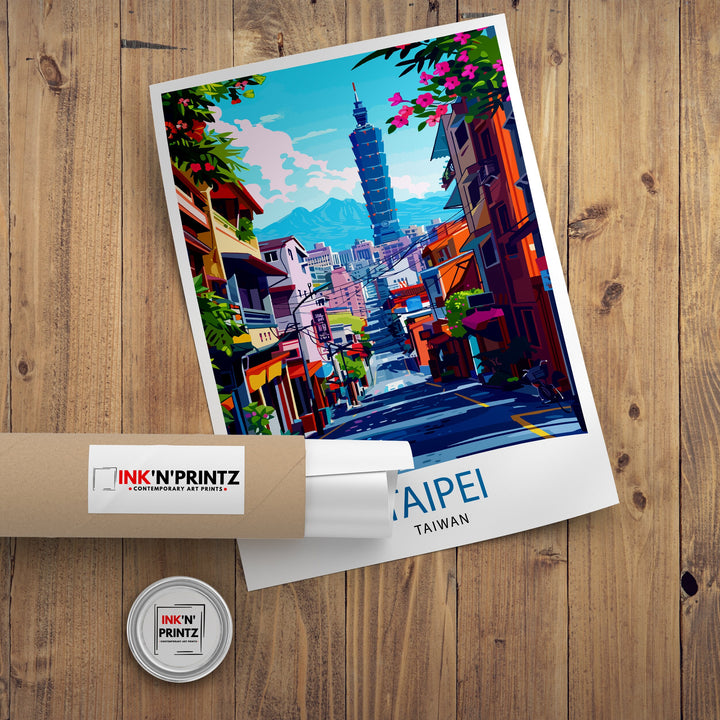 Taipei City Taiwan Travel Print Wall Art Taipei City Wall Hanging Home Décor Taipei City Gift Art Lovers Taiwan Art Lover Gift Print Art