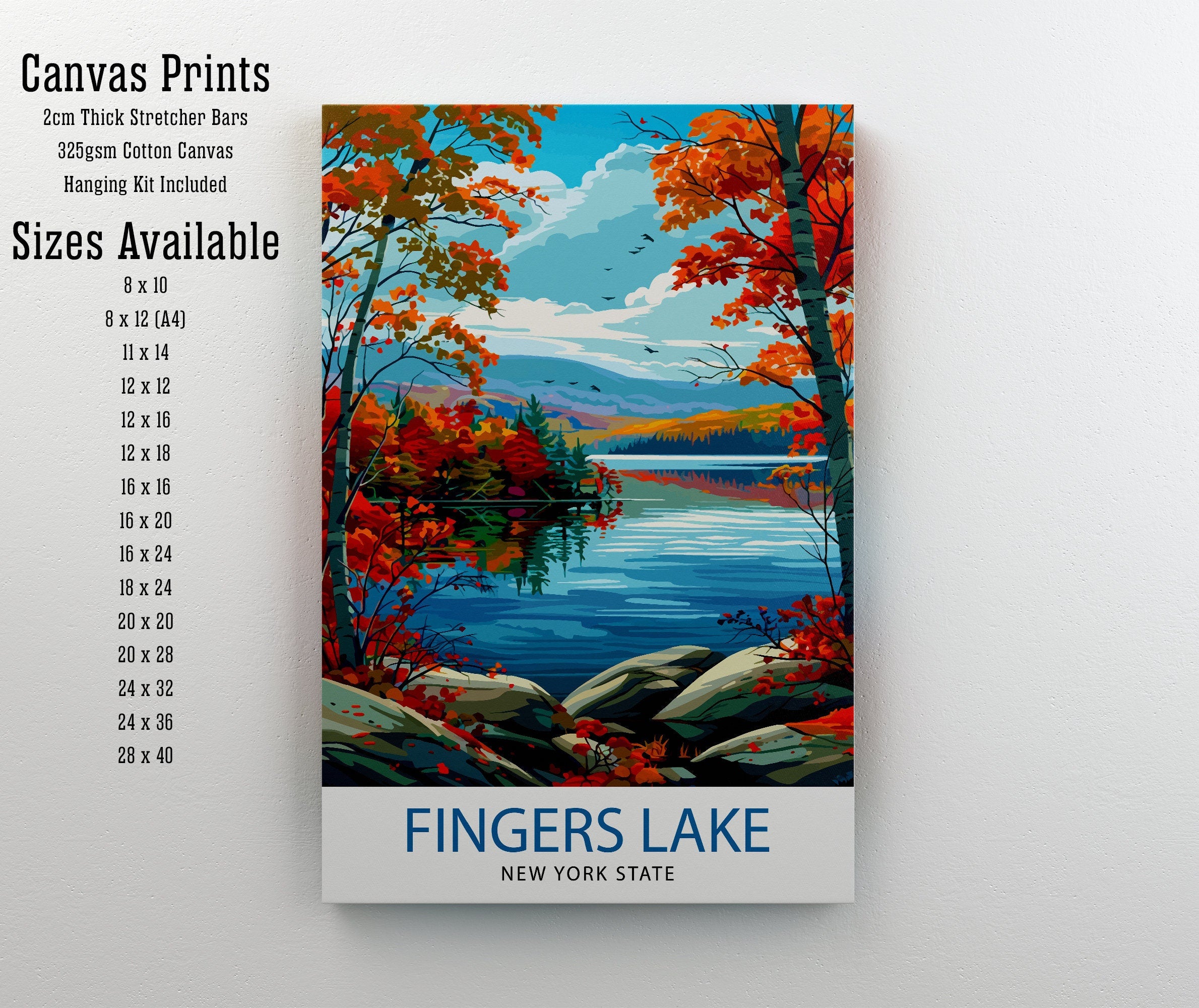 Finger Lakes New York State Travel Print| Finger Lakes Wall Decor Finger Lakes Poster New York State Travel Prints Finger Lakes Art Print