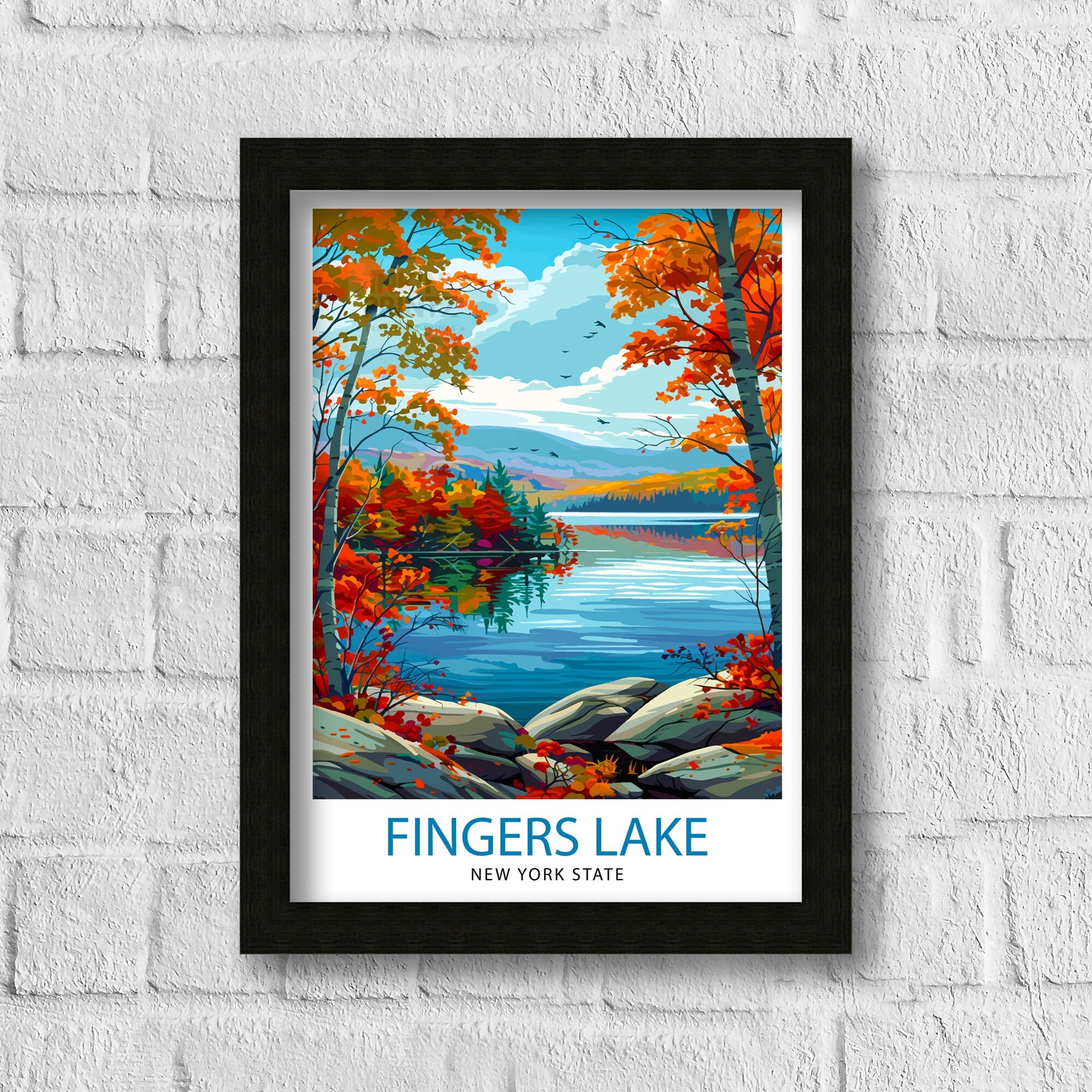 Finger Lakes New York State Travel Print| Finger Lakes Wall Decor Finger Lakes Poster New York State Travel Prints Finger Lakes Art Print