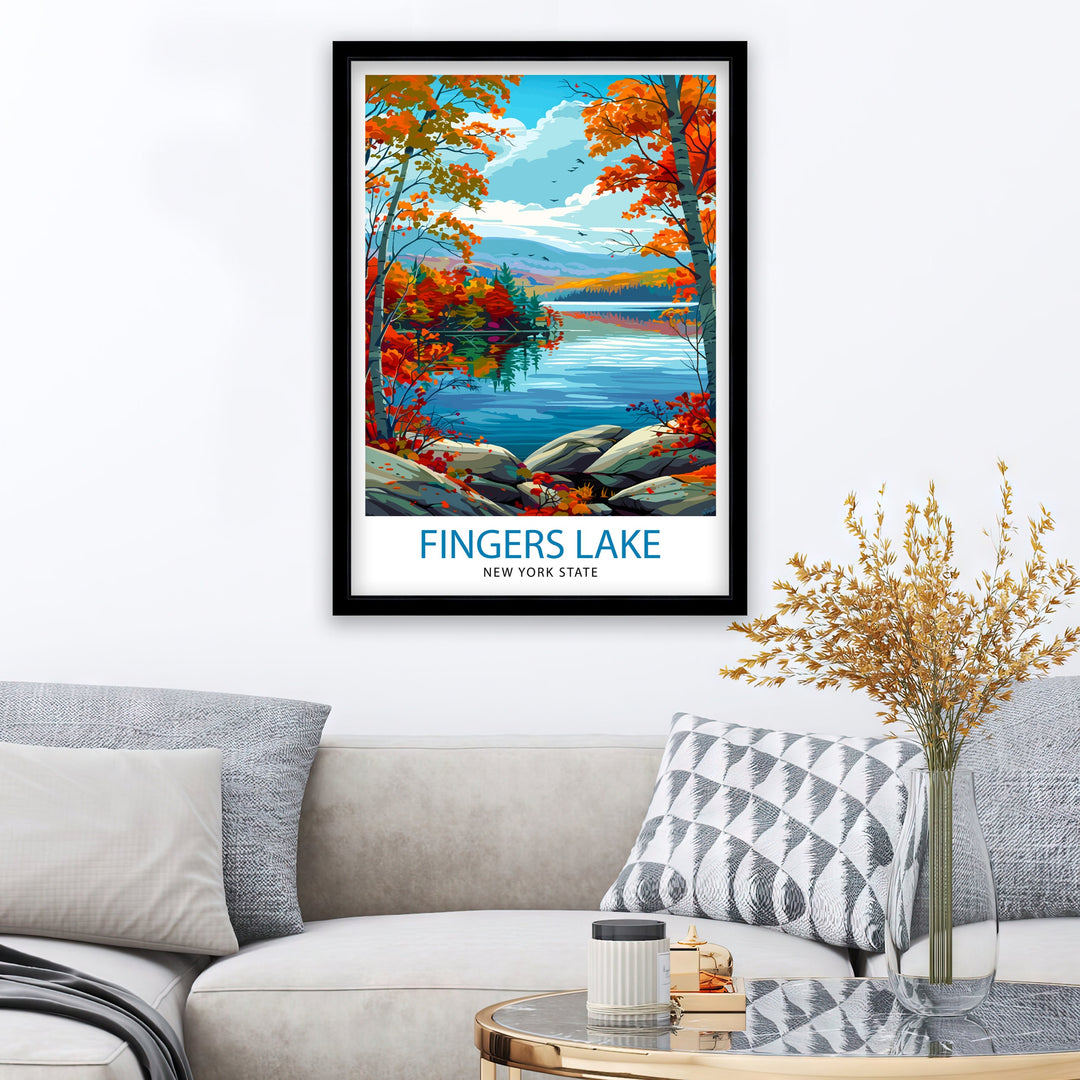 Finger Lakes New York State Travel Print| Finger Lakes Wall Decor Finger Lakes Poster New York State Travel Prints Finger Lakes Art Print