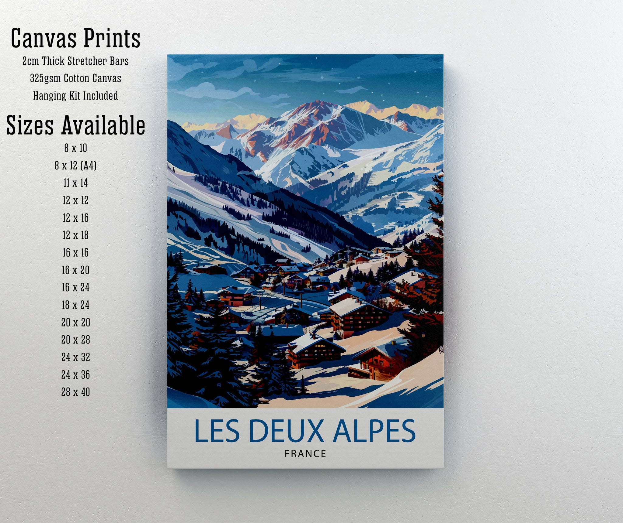 Les Deux Alpes Ski Resort Travel Print Wall Decor Art Les Deux Alpes Wall Hanging Home Décor Les Deux Alpes Gift Art Lovers France Art Lover