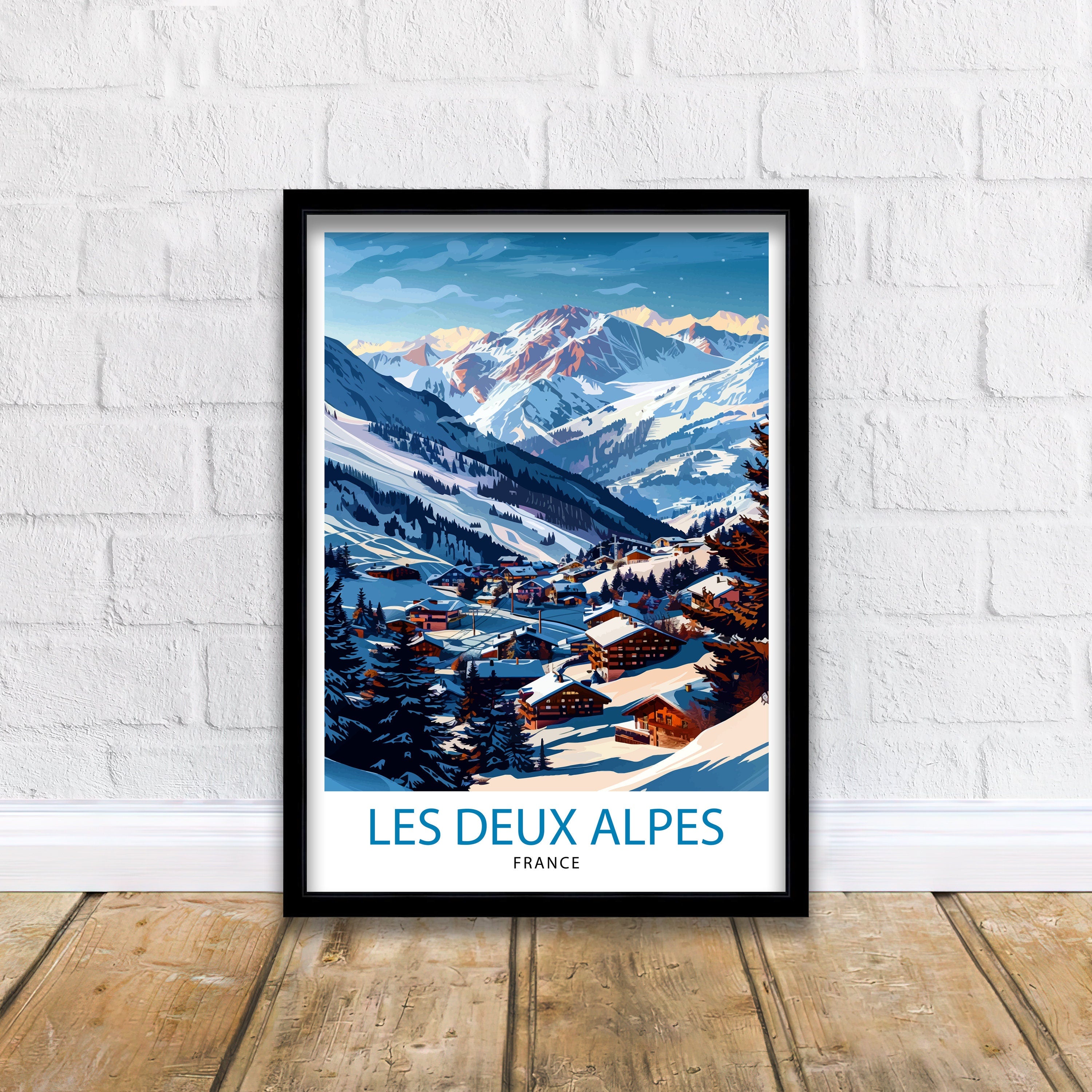 Les Deux Alpes Ski Resort Travel Print Wall Decor Art Les Deux Alpes Wall Hanging Home Décor Les Deux Alpes Gift Art Lovers France Art Lover