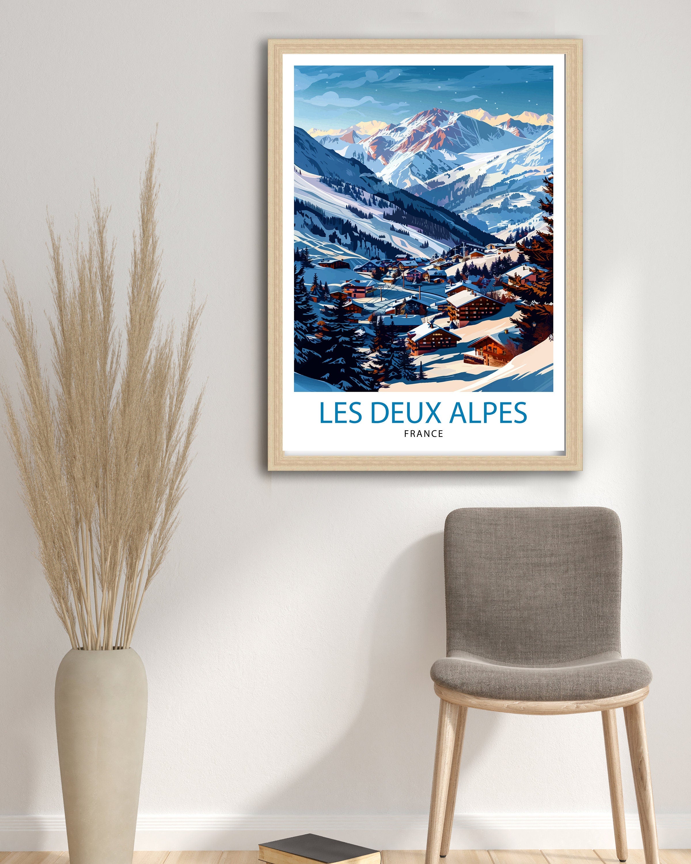 Les Deux Alpes Ski Resort Travel Print Wall Decor Art Les Deux Alpes Wall Hanging Home Décor Les Deux Alpes Gift Art Lovers France Art Lover