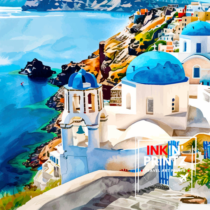 Santorini Greece Travel Poster Santorini