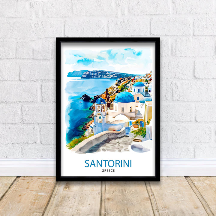 Santorini Greece Travel Print Santorini Wall Decor Santorini Island Poster Greece Travel Prints Santorini Art Print Santorini Illustration