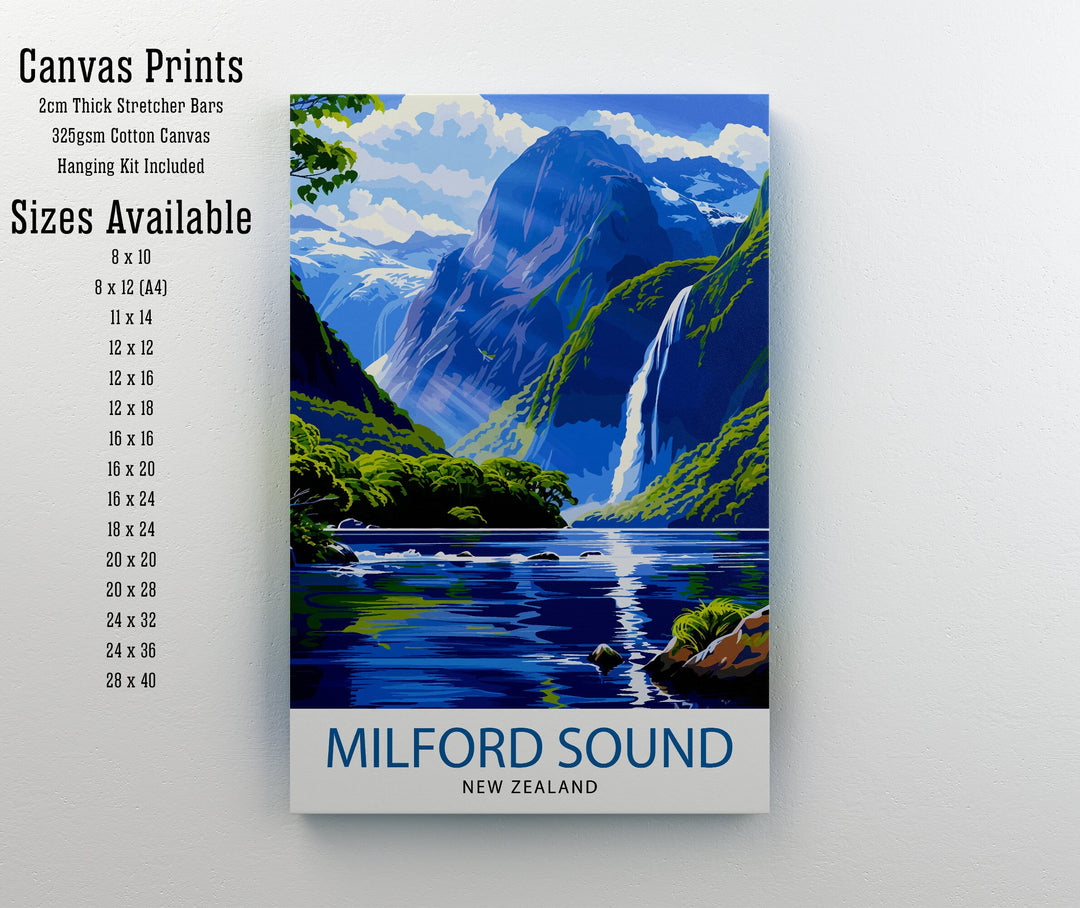 Milford Sound New Zealand Travel Poster Wall Art Milford Sound Wall Hanging Home Décor Milford Sound Gift Art Lovers New Zealand Art Lover