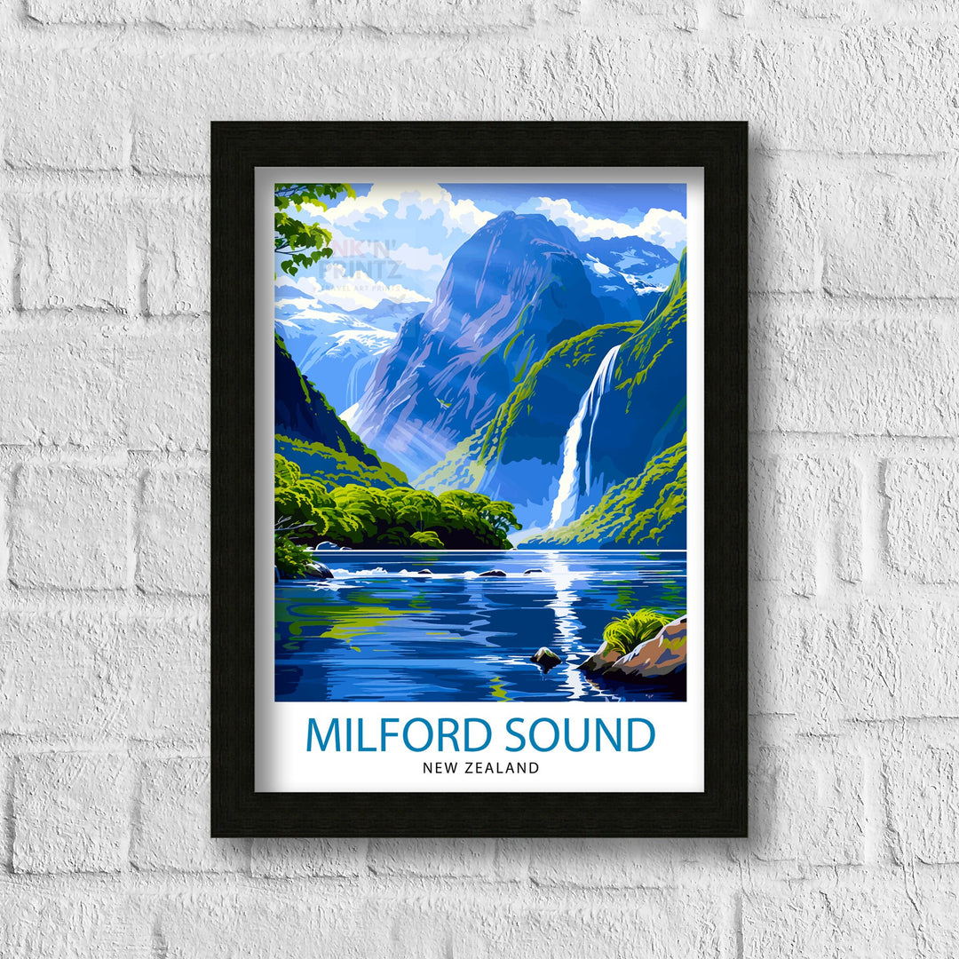 Milford Sound New Zealand Travel Poster Wall Art Milford Sound Wall Hanging Home Décor Milford Sound Gift Art Lovers New Zealand Art Lover