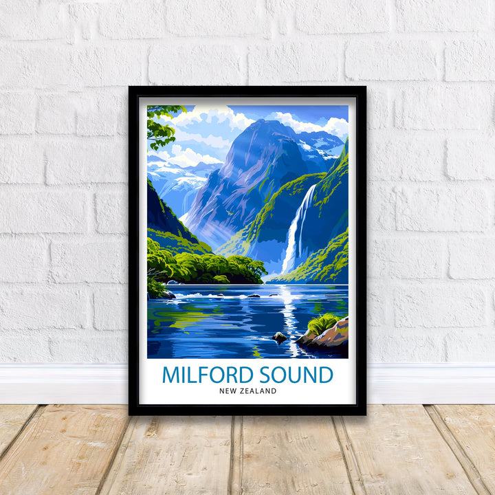 Milford Sound New Zealand Travel Poster Wall Art Milford Sound Wall Hanging Home Décor Milford Sound Gift Art Lovers New Zealand Art Lover