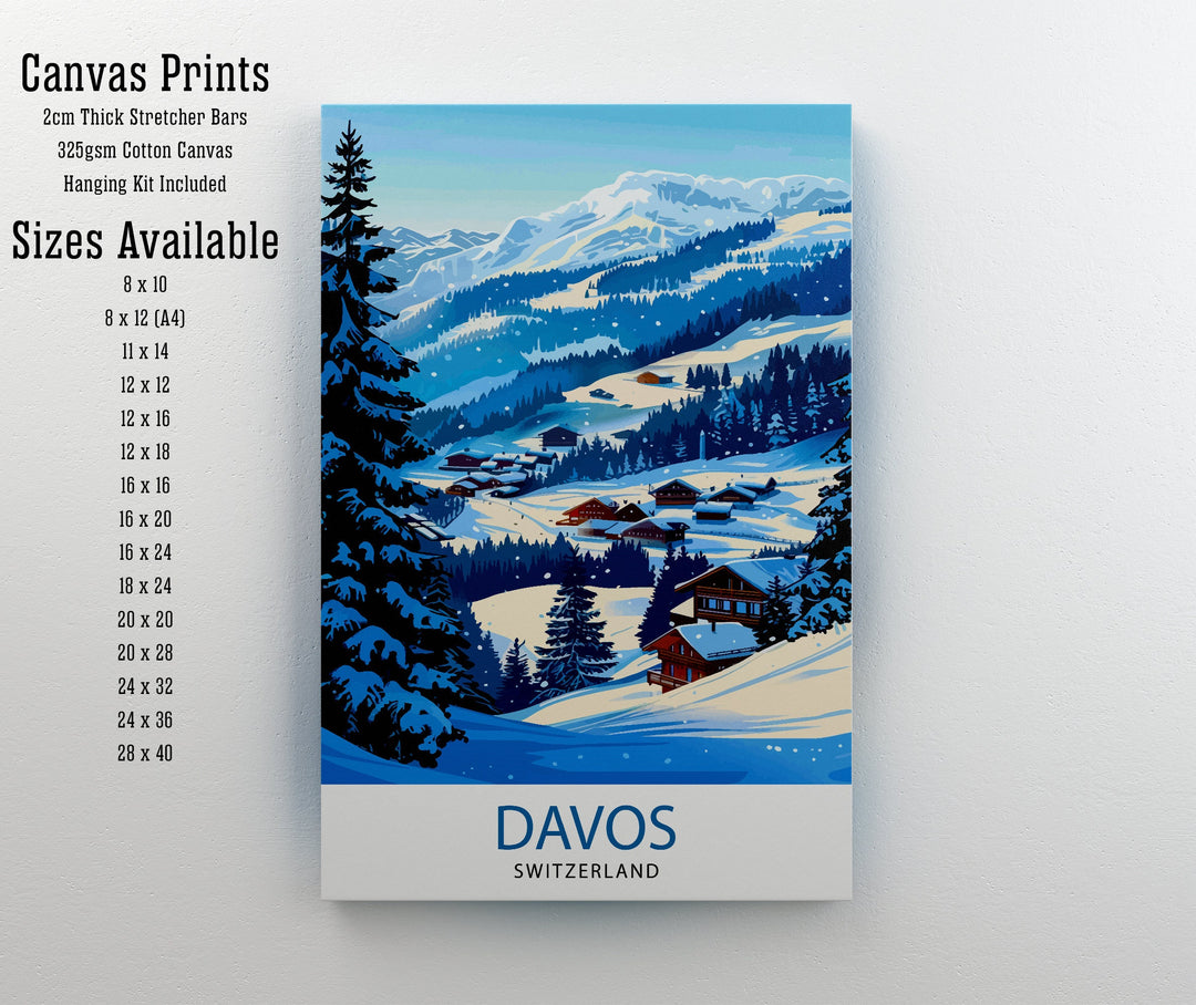 Davos Ski Resort Travel Poster Wall Art Davos Wall Hanging Home Décor Davos Gift Art Lovers Switzerland Art Lover Gift Poster Art