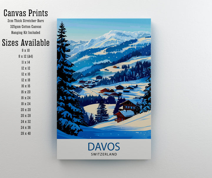 Davos Ski Resort Travel Poster Wall Art Davos Wall Hanging Home Décor Davos Gift Art Lovers Switzerland Art Lover Gift Poster Art