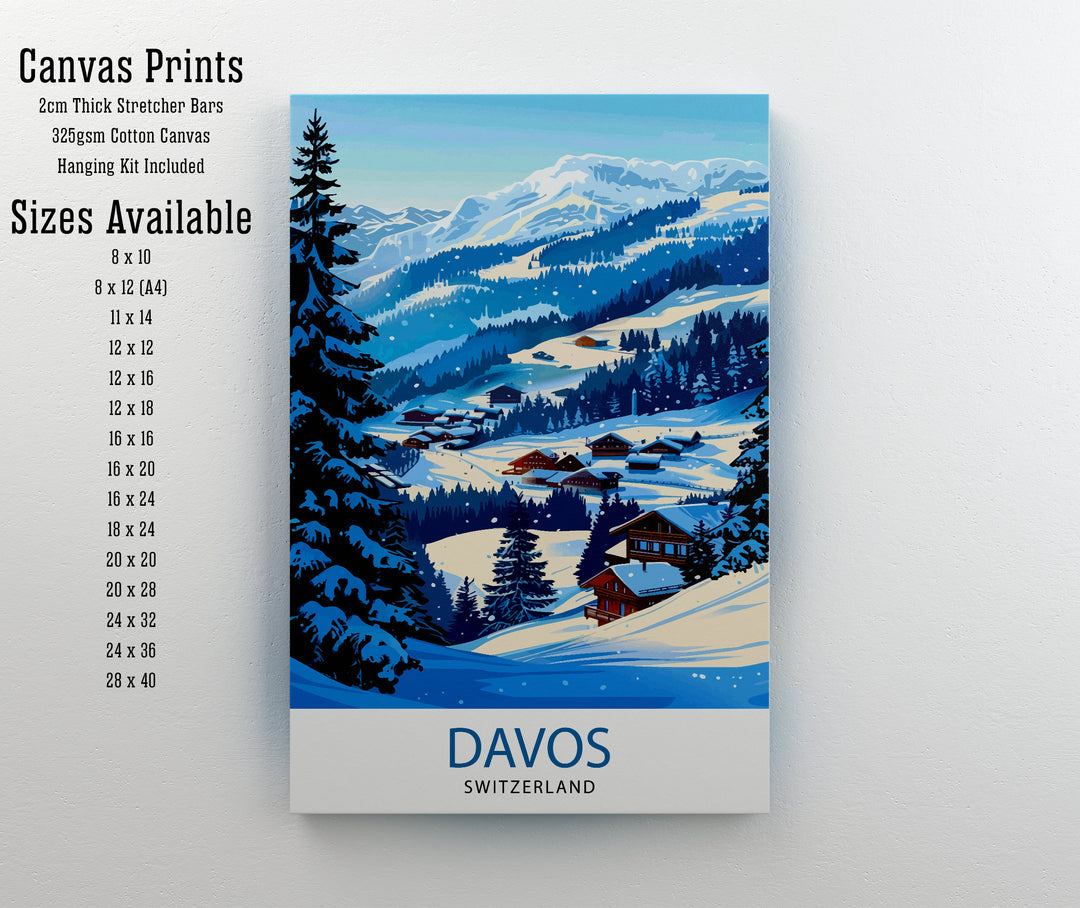 Davos Ski Resort Travel Print Wall Art Davos Wall Hanging Home Décor Davos Gift Art Lovers Switzerland Art Lover Gift Print Art