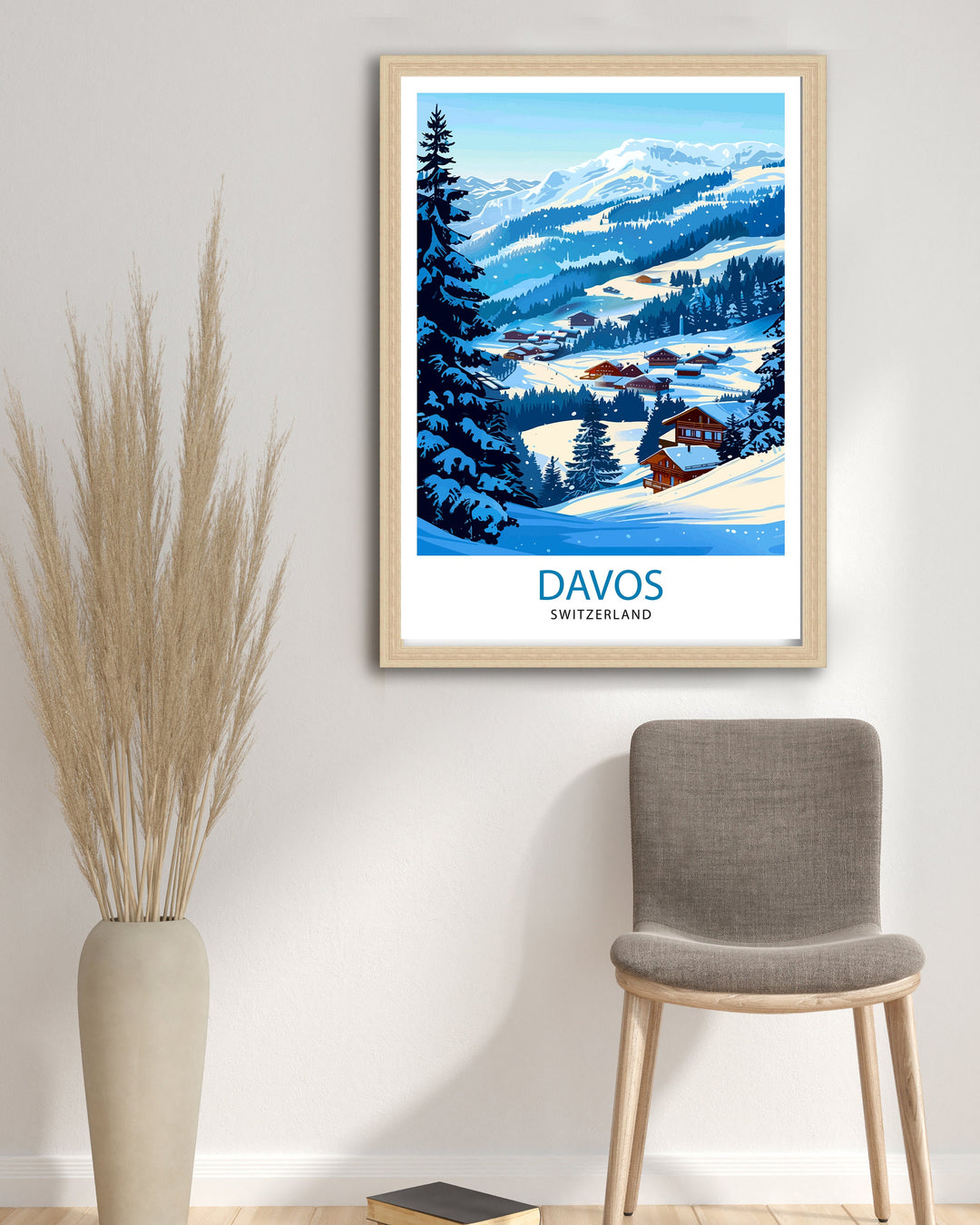 Davos Ski Resort Travel Poster Wall Art Davos Wall Hanging Home Décor Davos Gift Art Lovers Switzerland Art Lover Gift Poster Art