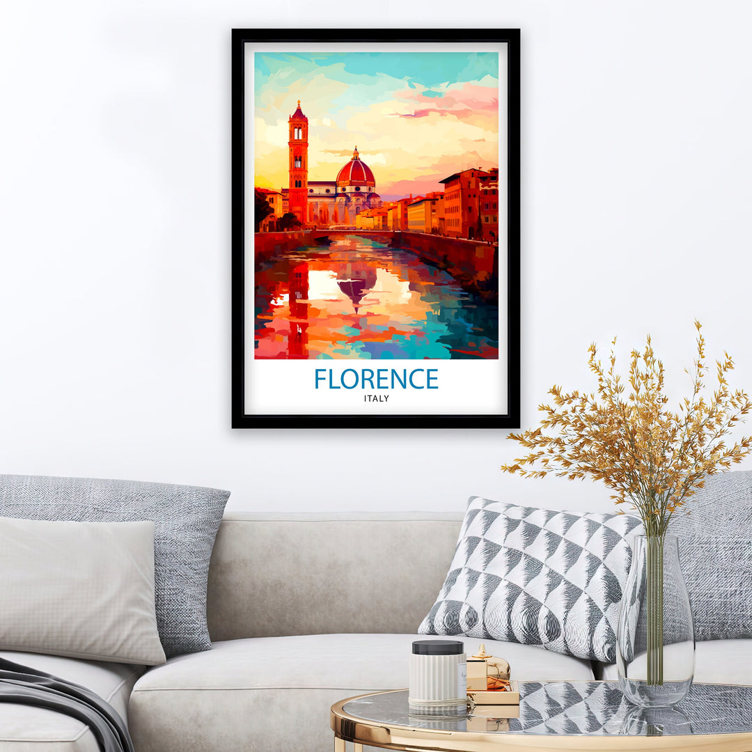 Florence Italy Travel Print Florence Wall Decor Florence Home Living Decor Florence Italy Illustration Travel Poster Gift for Florence