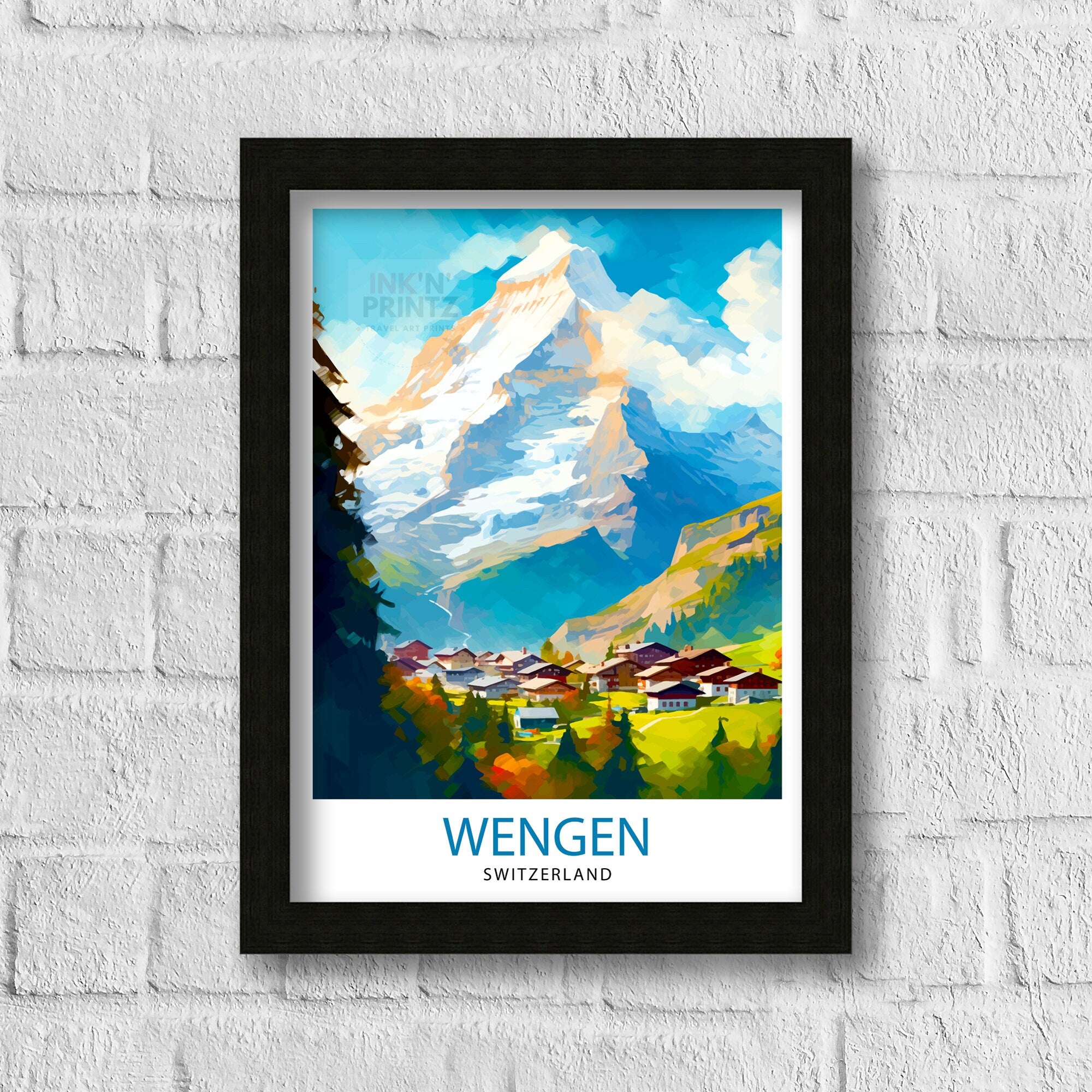 Wengen Switzerland Travel Print Wall Decor Wall Art Wengen Wall Hanging Home Décor Wengen Gift Art Lovers Switzerland Art Lover Gift Print