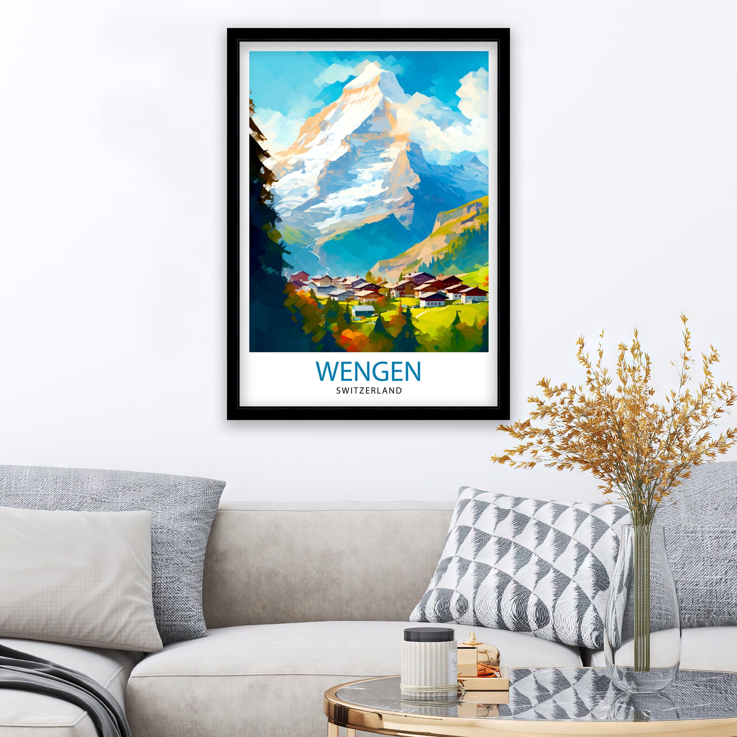 Wengen Switzerland Travel Print Wall Decor Wall Art Wengen Wall Hanging Home Décor Wengen Gift Art Lovers Switzerland Art Lover Gift Print