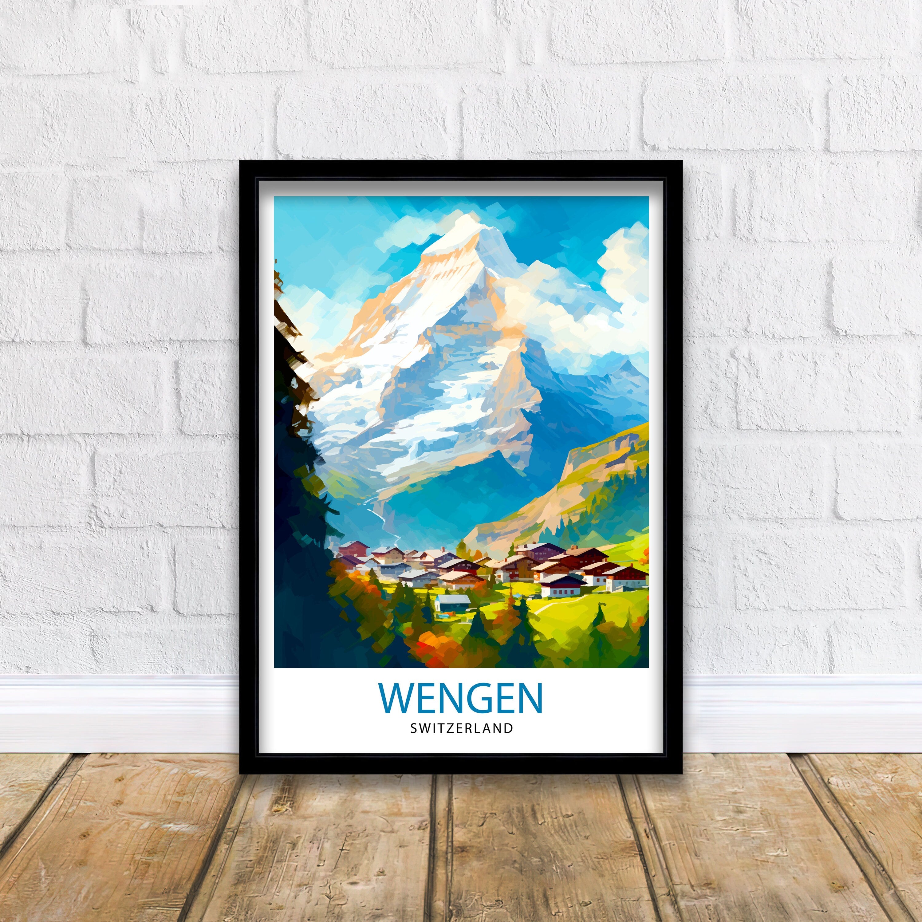 Wengen Switzerland Travel Print Wall Decor Wall Art Wengen Wall Hanging Home Décor Wengen Gift Art Lovers Switzerland Art Lover Gift Print